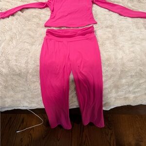 Vibrant Pink Long Sleeve Top and Pants Set